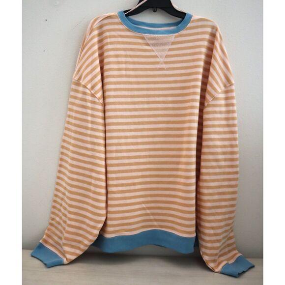 We The Free x FP OB1717006 Women's Sz L Classic Striped Crewneck Sweatshirt - Picture 1 of 6